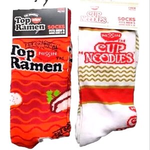 2 Pair Novelty Socks Nissin Top Ramen Cup Of "Noodles" Mens Shoe Size 6-12 NWT